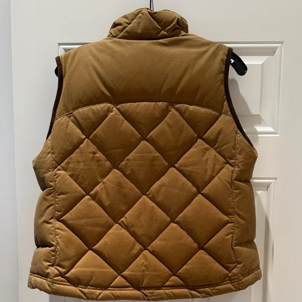 L.L. Bean Golden Brown Waxed Down  Quilted Vest - Picture 9 of 11